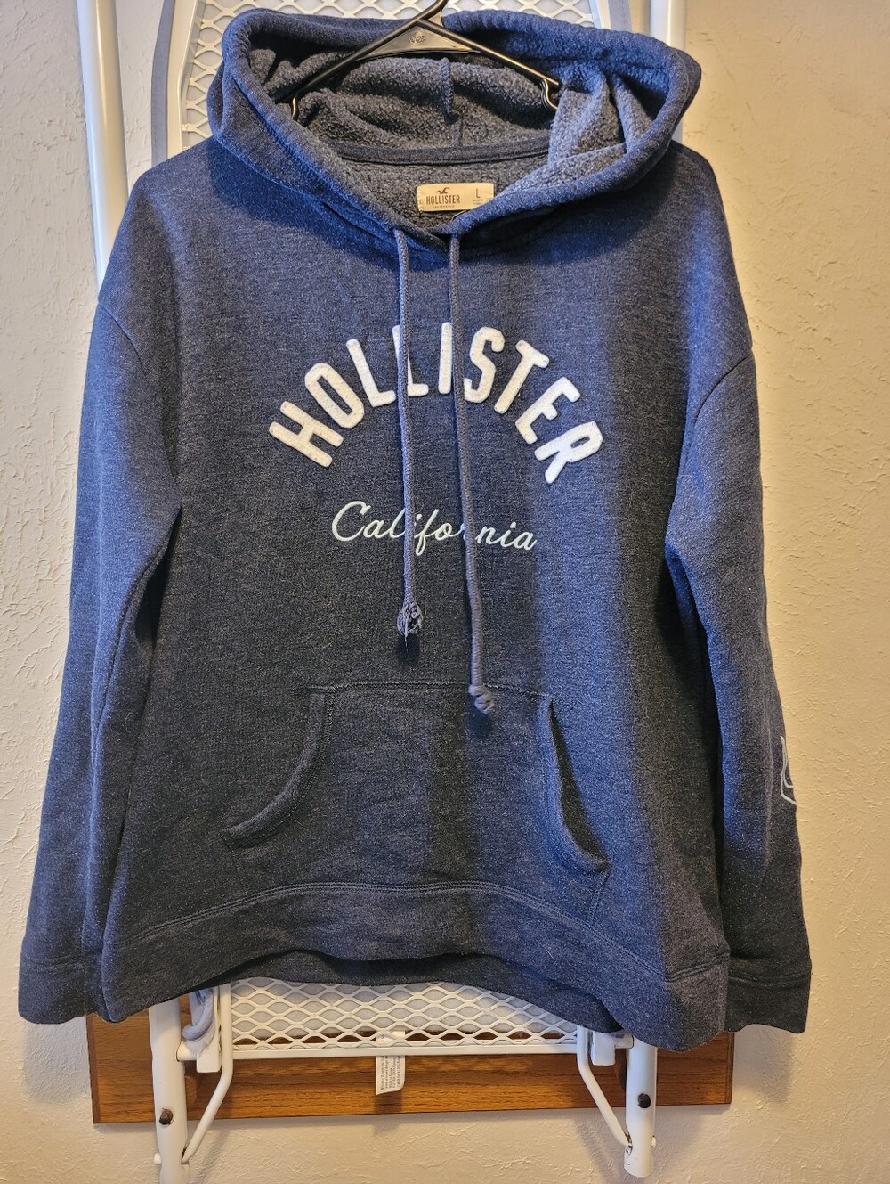 Hollister Navy Blue Pullover Hoodie with 'California' Logo